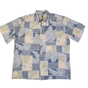 Tori Richard Hawaiian Aloha Shirt XL Blue Pineapple Print Made in Hawaii USA
